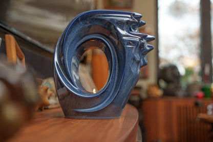 Handmade Cremation Urn "Zephyr" - Adult Ceramic Urn | Blue Melange