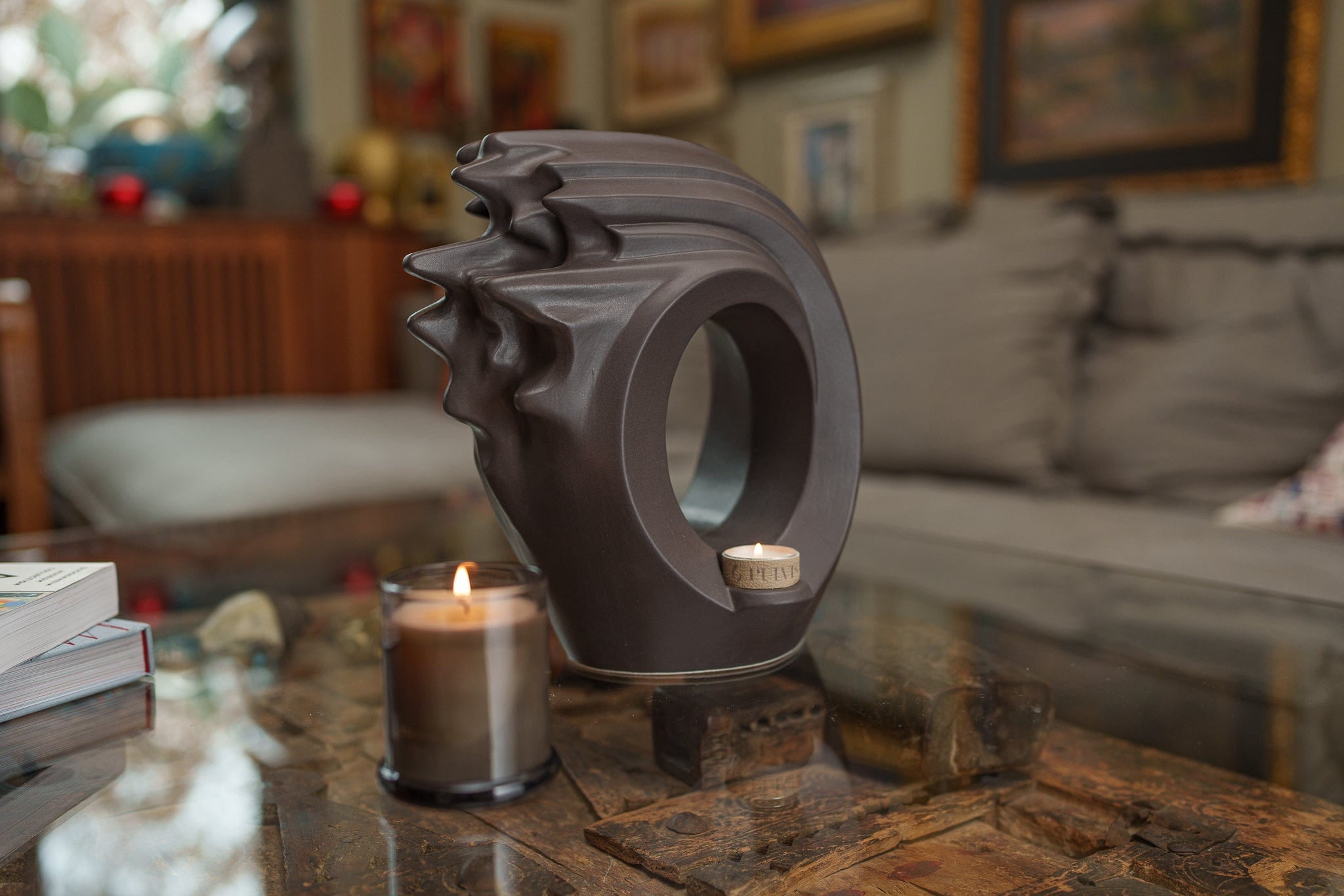 Pulvis Art Urns Adult Size Urn Handmade Cremation Urn "Zephyr" - Adult Ceramic Urn | Gray Matte