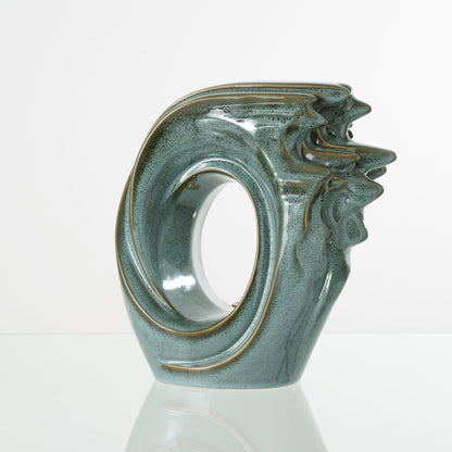 Handmade Cremation Urn "Zephyr" - Adult Ceramic Urn | Oily Green Melange