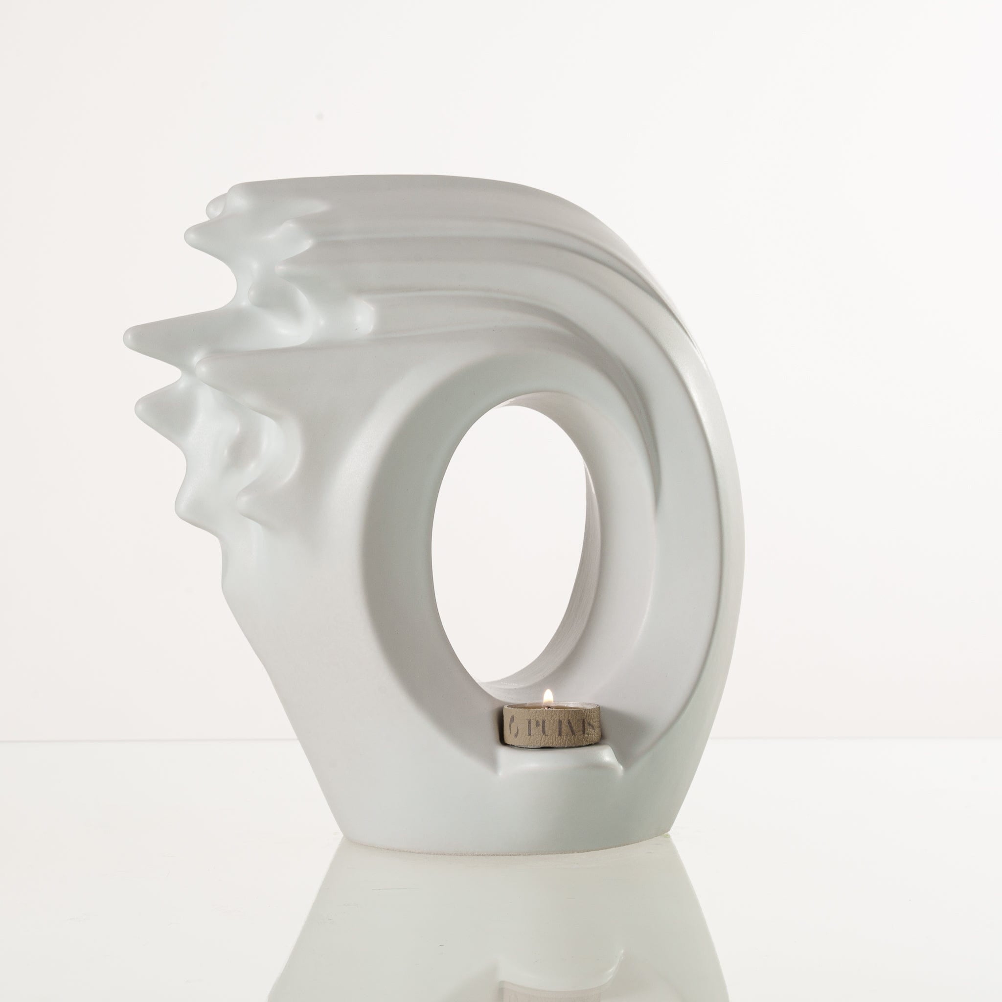 Handmade Cremation Urn "Zephyr" - Adult Ceramic Urn | White Matte