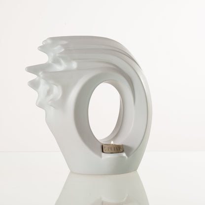 Handmade Cremation Urn "Zephyr" - Adult Ceramic Urn | White Matte