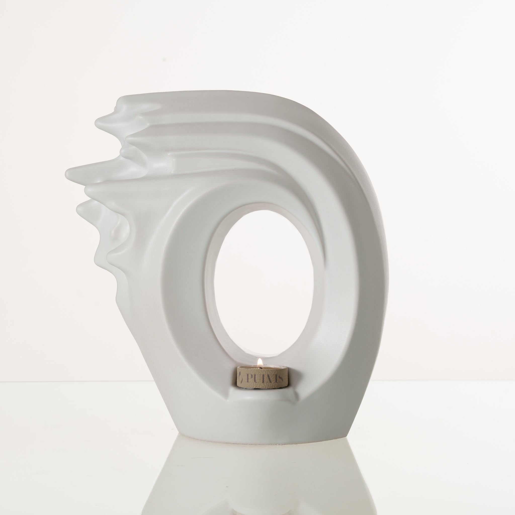 Handmade Cremation Urn "Zephyr" - Adult Ceramic Urn | White Matte