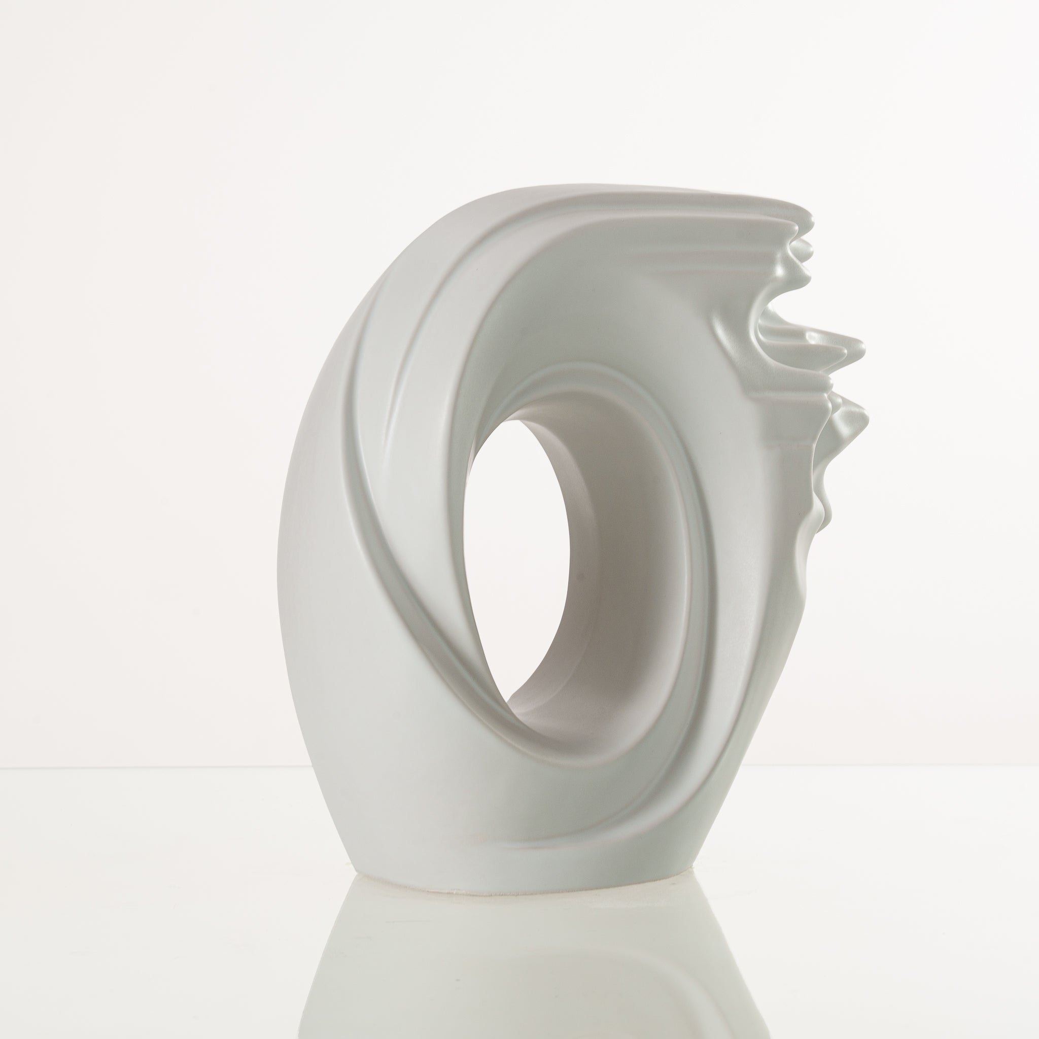 Handmade Cremation Urn "Zephyr" - Adult Ceramic Urn | White Matte