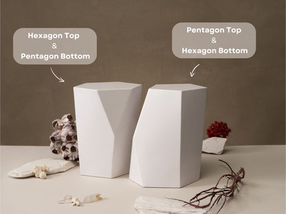 Pulvis Art Urns Adult Size Urn Hexagon Bottom Handmade Urn "Crystal"  - Stainless Steel | Dark Granite