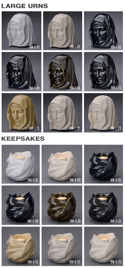 The Holy Mother set of ceramic urns for ashes - all colors