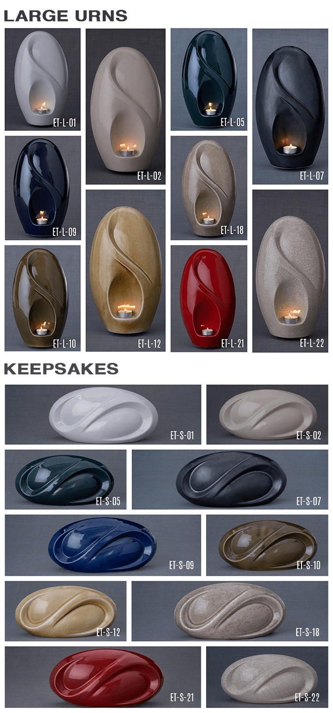 Eternity set of ceramic urns for ashes - all colors