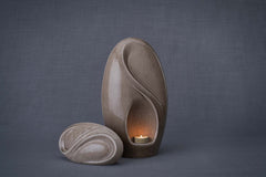 Set Of Ceramic Art Urns for Ashes "Eternity" - (Large urn + Keepsake)