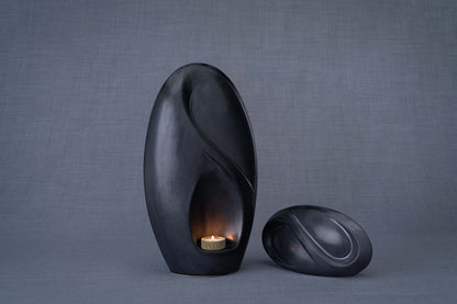 Pulvis Art Urns Adult Size Urn + Keepsake Urn Set Of Ceramic Art Urns for Ashes "Eternity" - (Large urn + Keepsake)