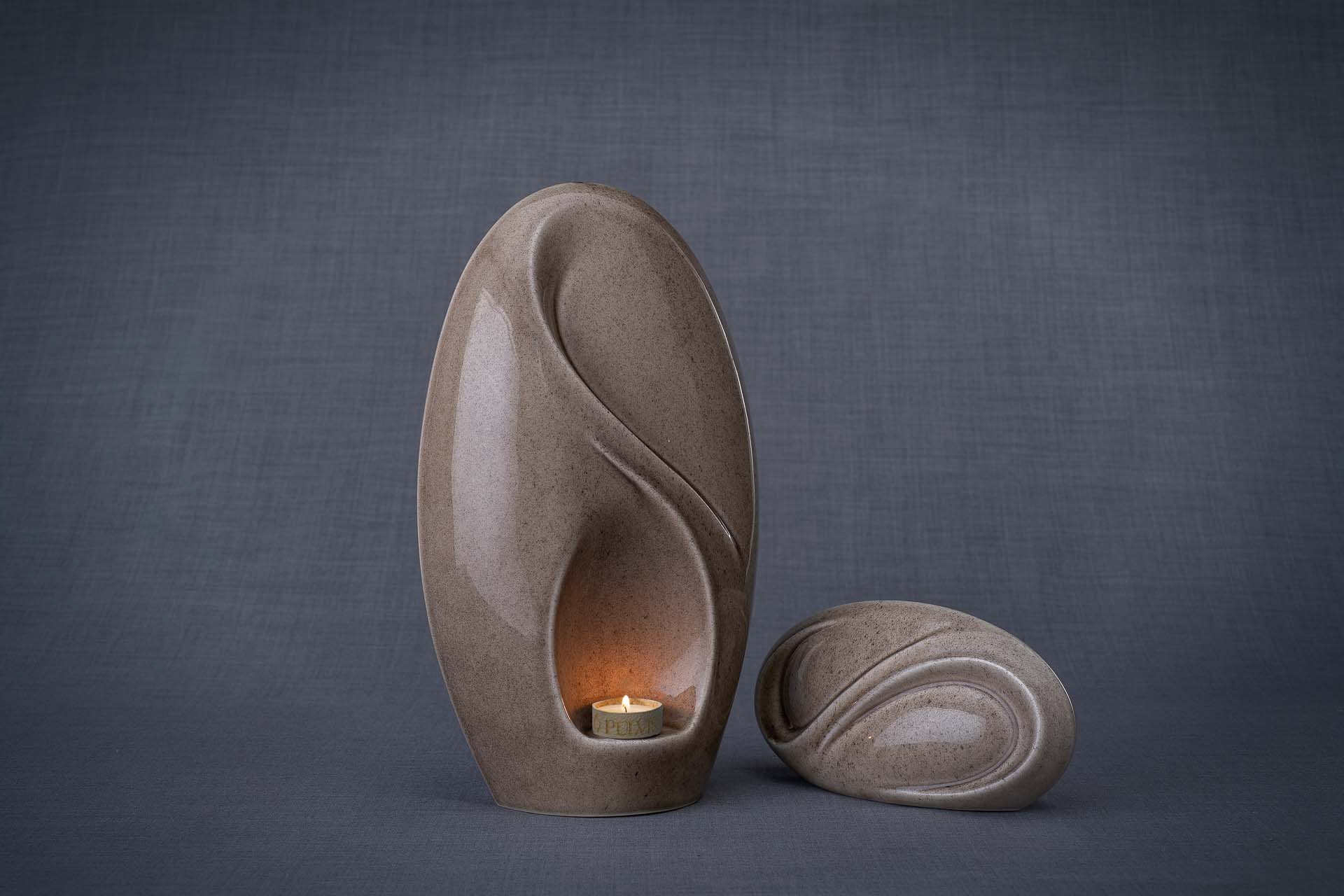 Pulvis Art Urns Adult Size Urn + Keepsake Urn Set Of Ceramic Art Urns for Ashes "Eternity" - (Large urn + Keepsake)