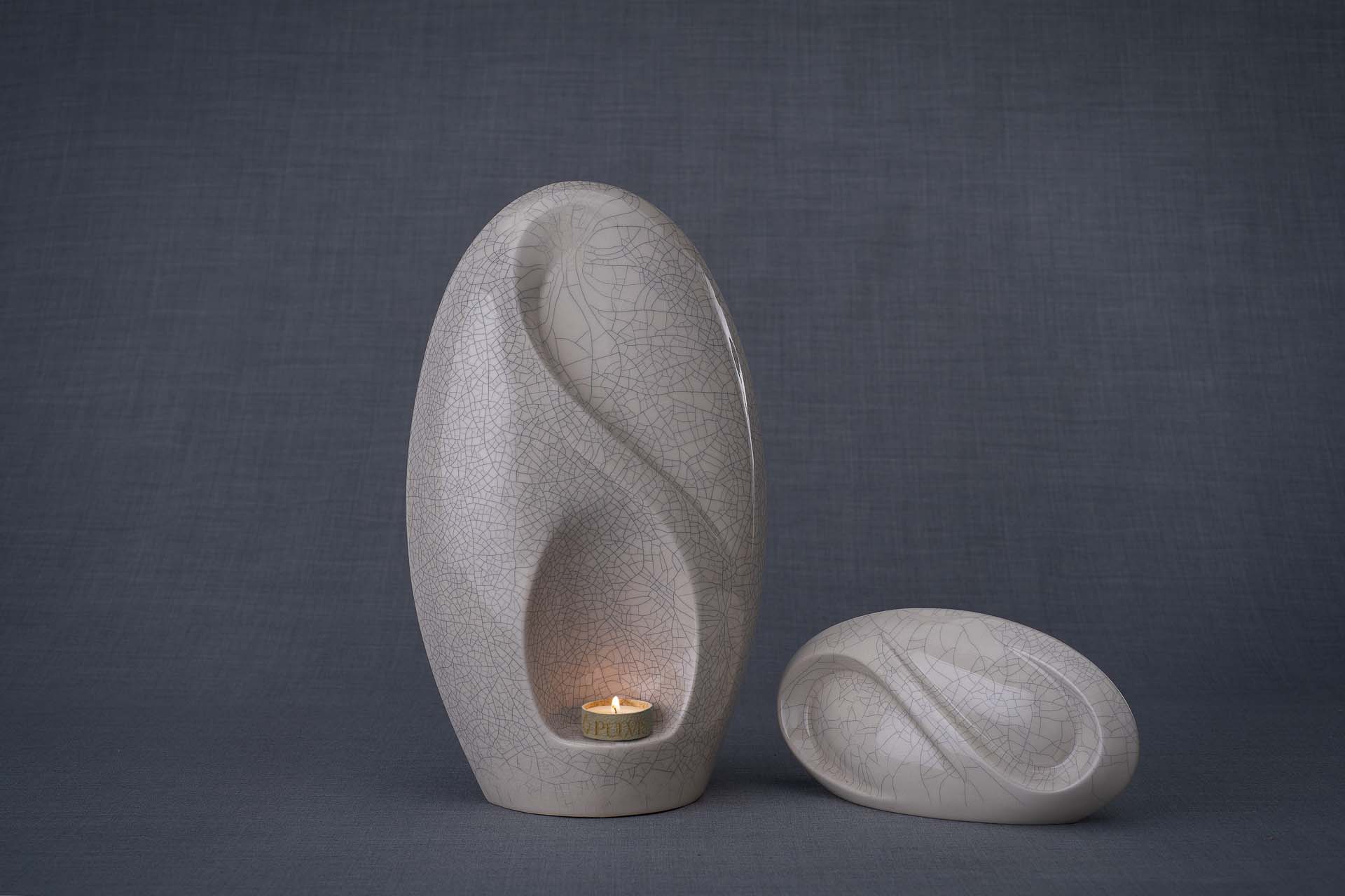 Pulvis Art Urns Adult Size Urn + Keepsake Urn Set Of Ceramic Art Urns for Ashes "Eternity" - (Large urn + Keepsake)