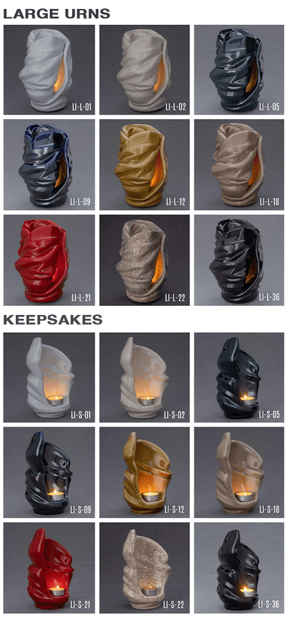 Light set of ceramic urns for ashes - all colors