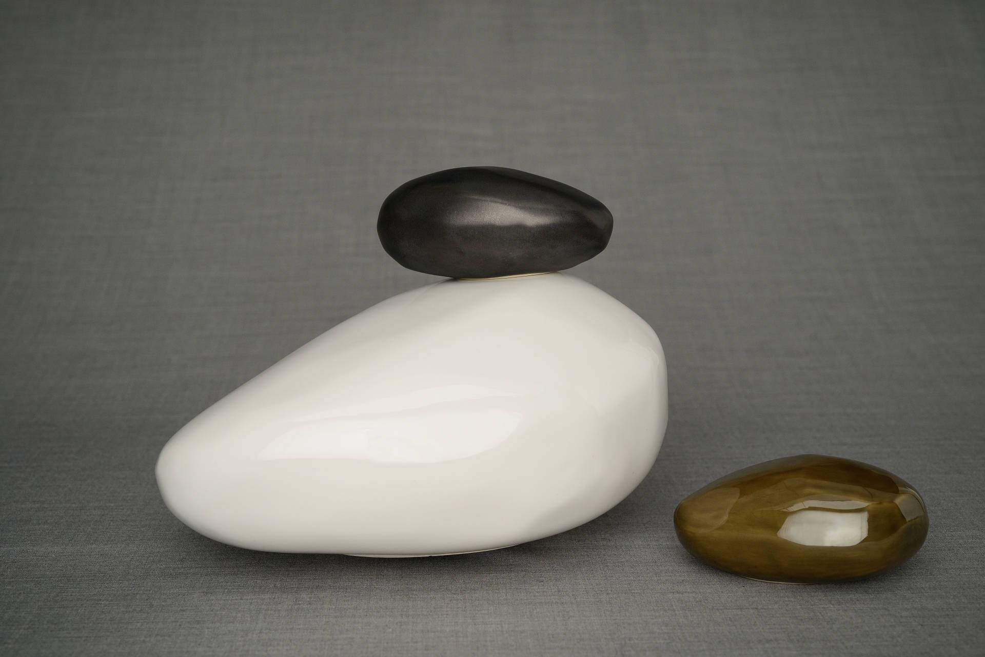 Set of Cremation Urns for Ashes - Stone ( Large urn + Keepsake)-Pulvis Art Urns