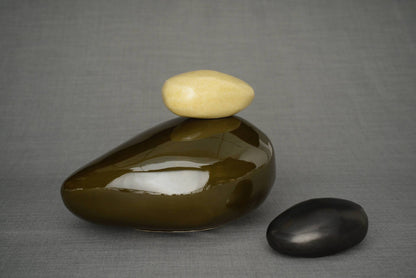 Set of Cremation Urns for Ashes - Stone ( Large urn + Keepsake)-Pulvis Art Urns