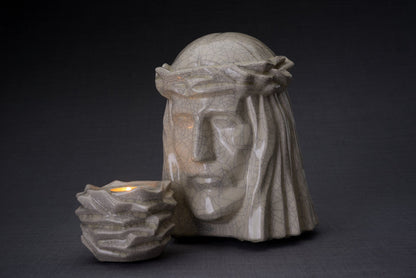 Set of Cremation Urns for Ashes - The Christ ( Large urn + Keepsake)-Pulvis Art Urns
