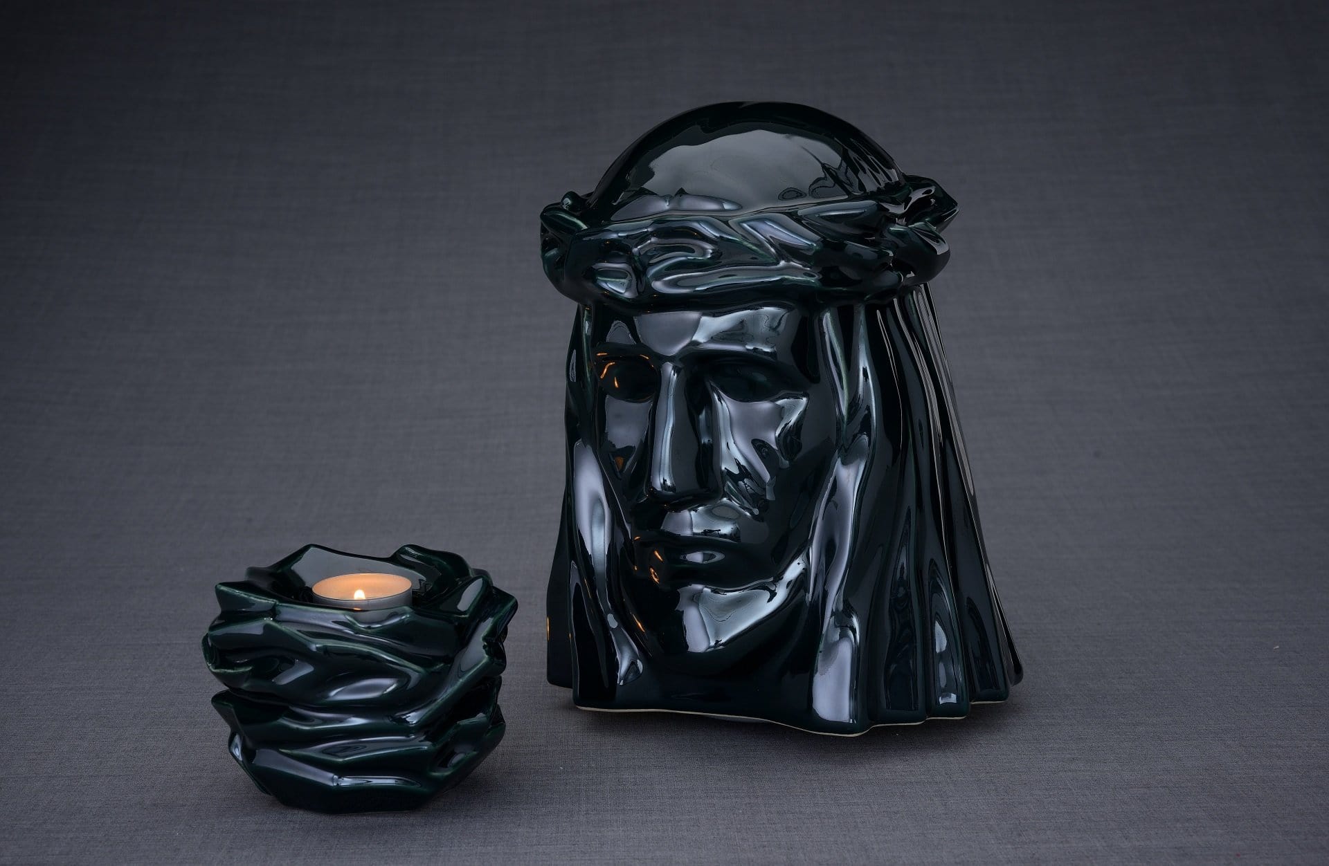 Set of Cremation Urns for Ashes - The Christ ( Large urn + Keepsake)-Pulvis Art Urns