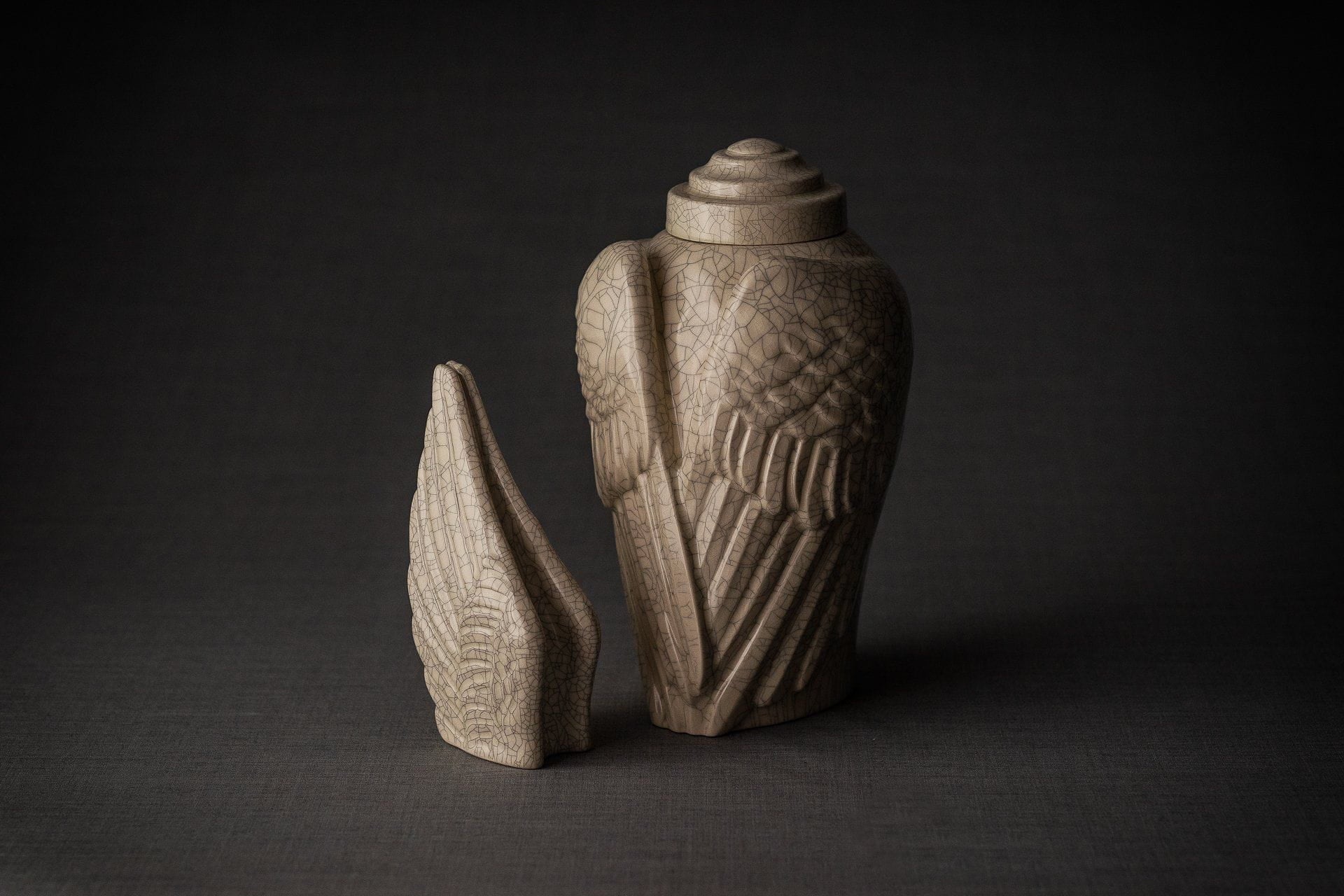 Ceramic Art Urn for Ashes - Wings - set by Pulvis Art Urns