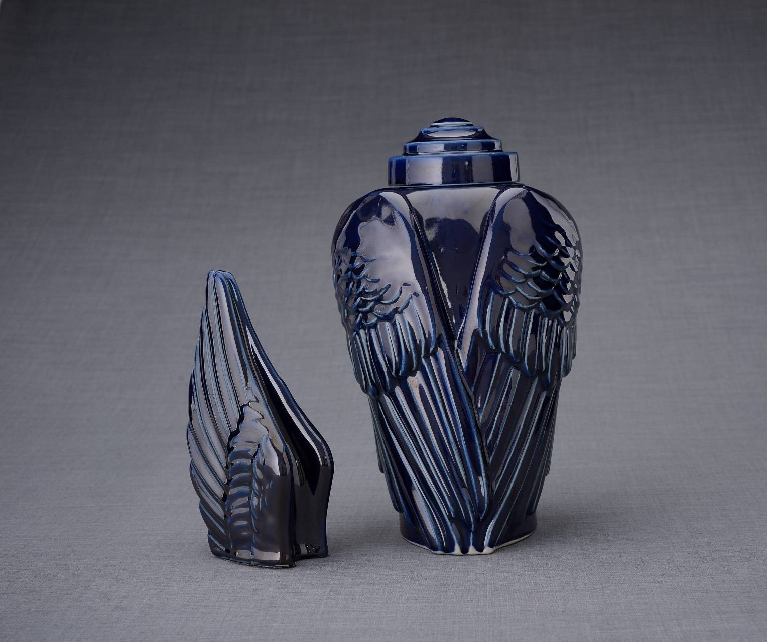 Set of Cremation Urns for Ashes - Wings ( Large urn + Keepsake)-PulvisArtUrns-Pulvis Art Urns
