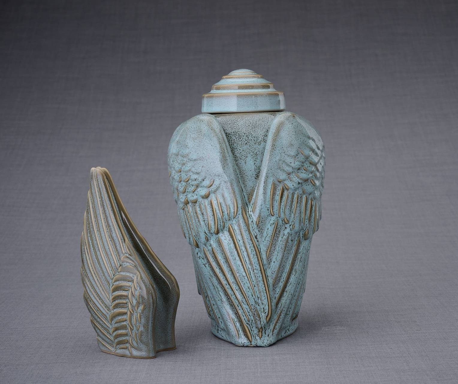 Set of Cremation Urns for Ashes - Wings ( Large urn + Keepsake)-PulvisArtUrns-Pulvis Art Urns