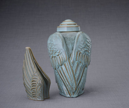 Set of Cremation Urns for Ashes - Wings ( Large urn + Keepsake)-PulvisArtUrns-Pulvis Art Urns