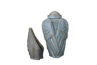 Set of Cremation Urns for Ashes - Wings ( Large urn + Keepsake)-Pulvis Art Urns
