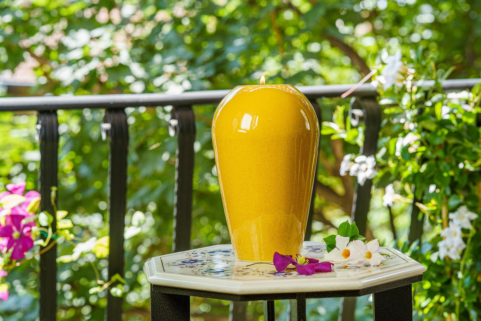 Pulvis Art Urns Adult Size Urn Memorial Cremation Urn "Serenity" - Large | Amber Yellow | Ceramic