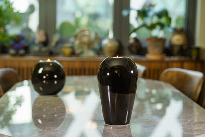 Pulvis Art Urns Adult Size Urn Memorial Cremation Urn "Serenity" - Large | Lamp Black | Ceramic