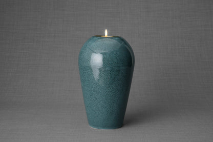 Pulvis Art Urns Adult Size Urn Memorial Cremation Urn "Serenity" - Large | Oily Green Melange | Ceramic