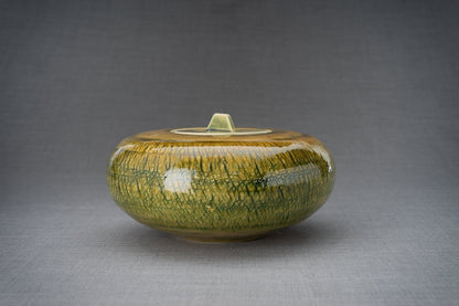 Pulvis Art Urns Adult Size Urn Pottery Wheel Urn for Ashes "Aeon" - Large | Amber Green | Ceramic