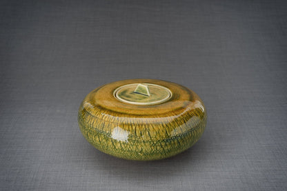 Pulvis Art Urns Adult Size Urn Pottery Wheel Urn for Ashes "Aeon" - Large | Amber Green | Ceramic