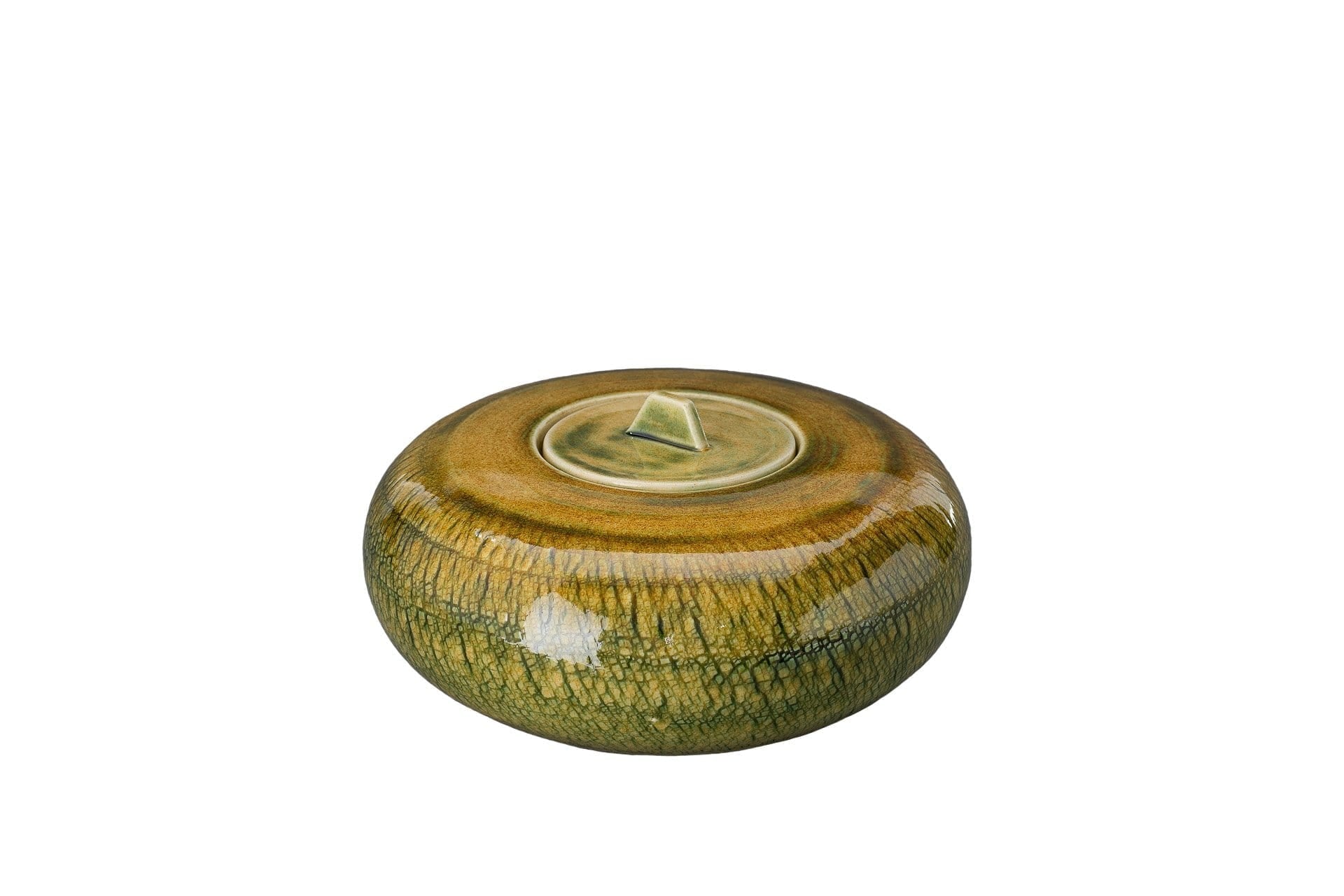 Pulvis Art Urns Adult Size Urn Pottery Wheel Urn for Ashes "Aeon" - Large | Amber Green | Ceramic