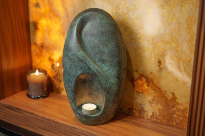 Pulvis Art Urns Exclusive Urn Cast Bronze Cremation Urn "Eternity" - Green Patina | Exclusive Bronze Urn