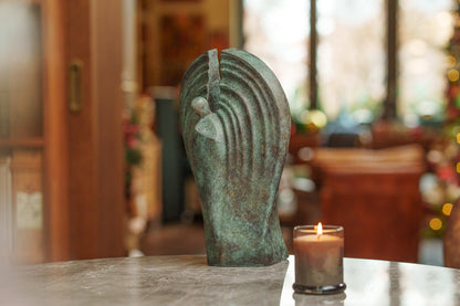 Pulvis Art Urns Exclusive Urn Cast Bronze Cremation Urn "Guardian" - Green Patina | Exclusive Bronze Urn