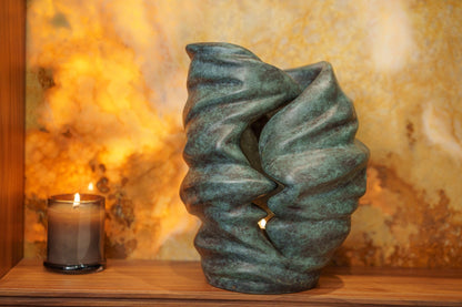 Cast Bronze Cremation Urn "Light" - Green Patina | Exclusive Bronze Urn