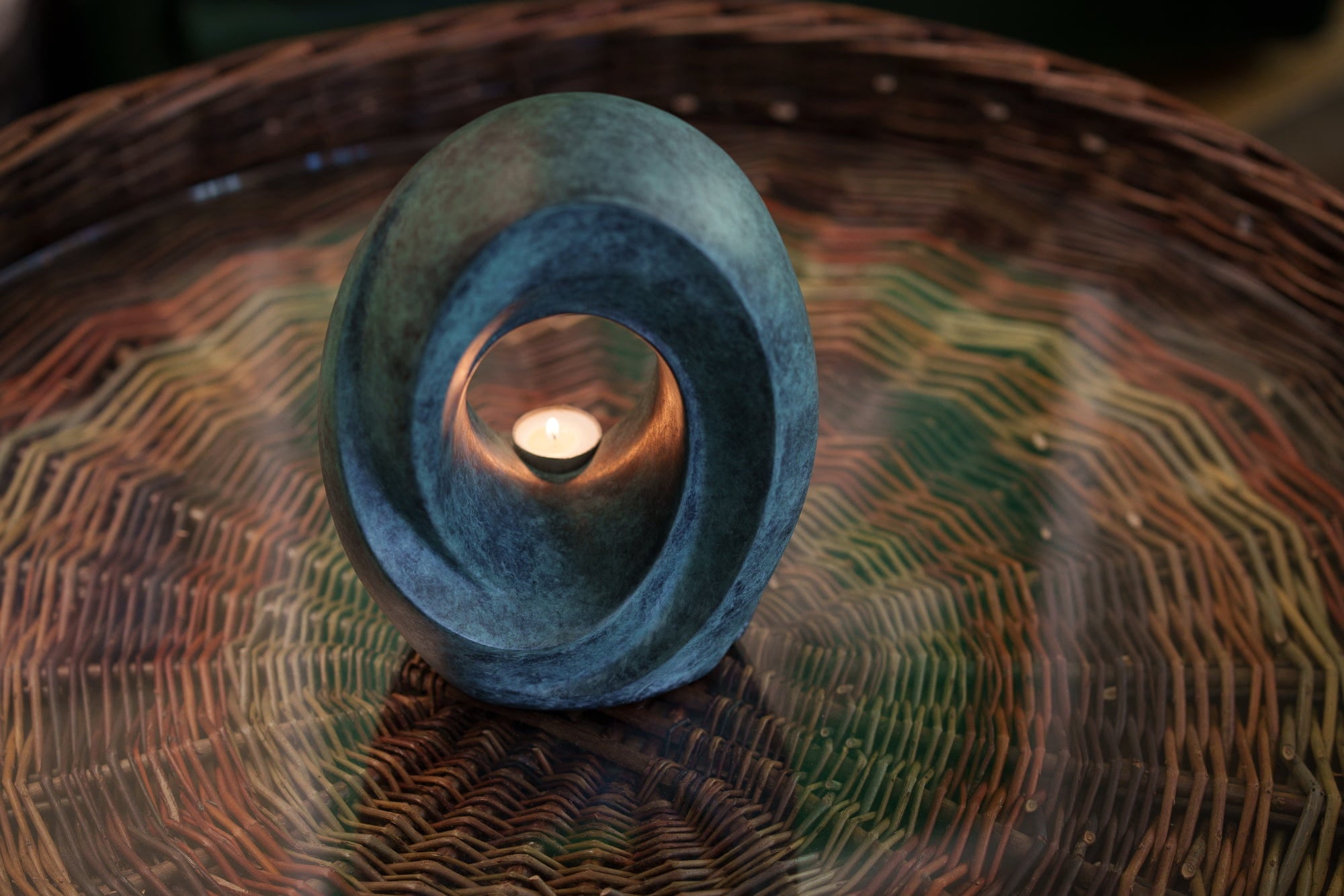 Cast Bronze Cremation Urn "The Passage" - Green Patina | Exclusive Bronze Urn