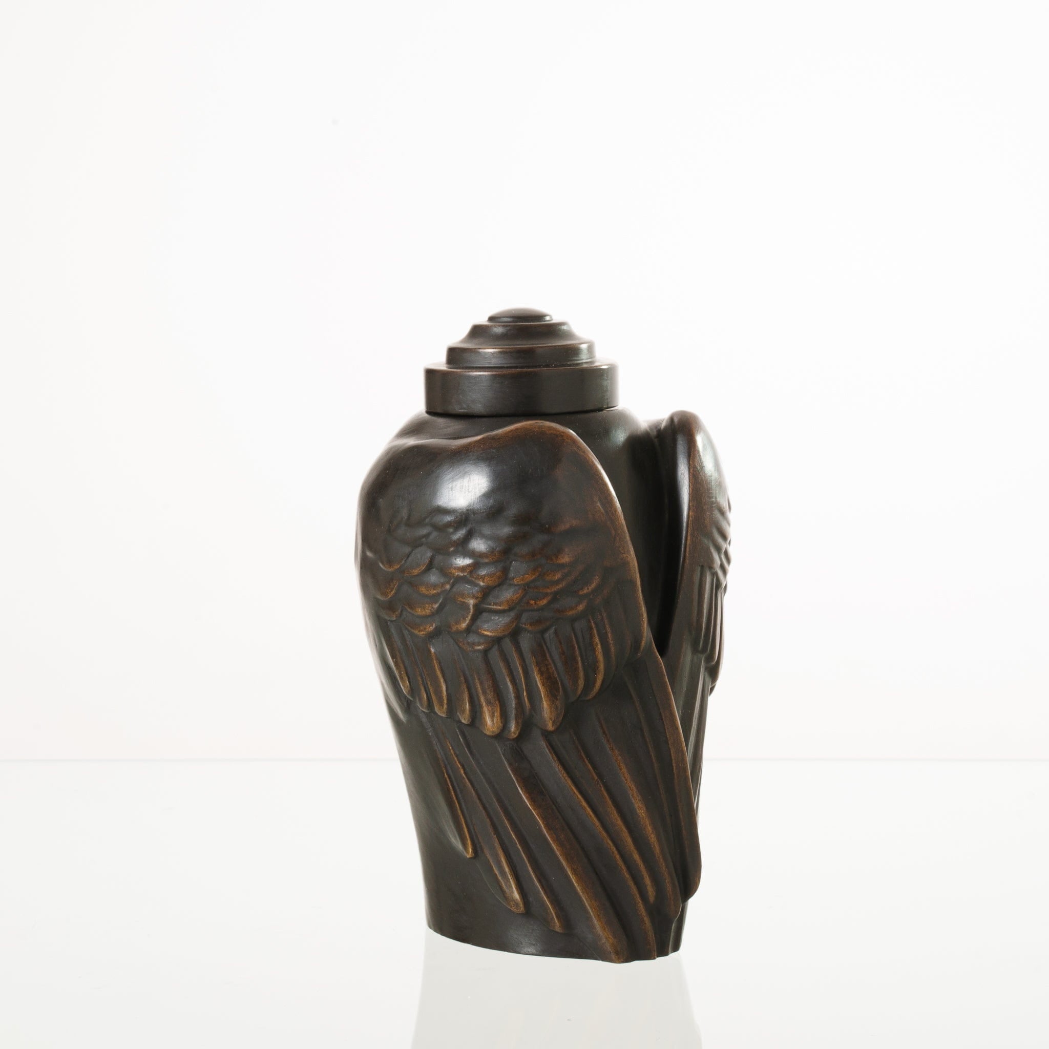 Pulvis Art Urns Exclusive Urn Cast Bronze Cremation Urn "Wings" - Dark Patina | Exclusive Bronze Urn