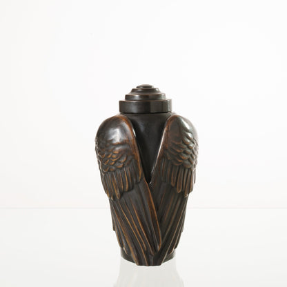 Pulvis Art Urns Exclusive Urn Cast Bronze Cremation Urn "Wings" - Dark Patina | Exclusive Bronze Urn