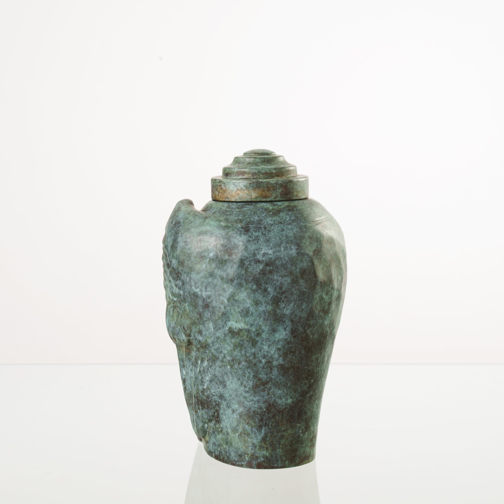 Cast Bronze Cremation Urn "Wings" - Green Patina | Exclusive Bronze Urn