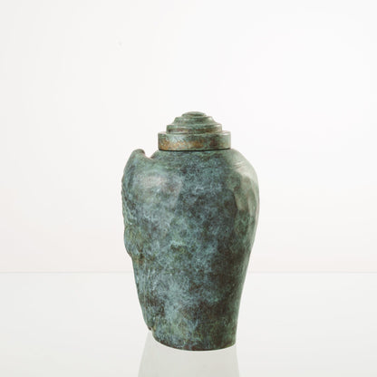 Cast Bronze Cremation Urn "Wings" - Green Patina | Exclusive Bronze Urn