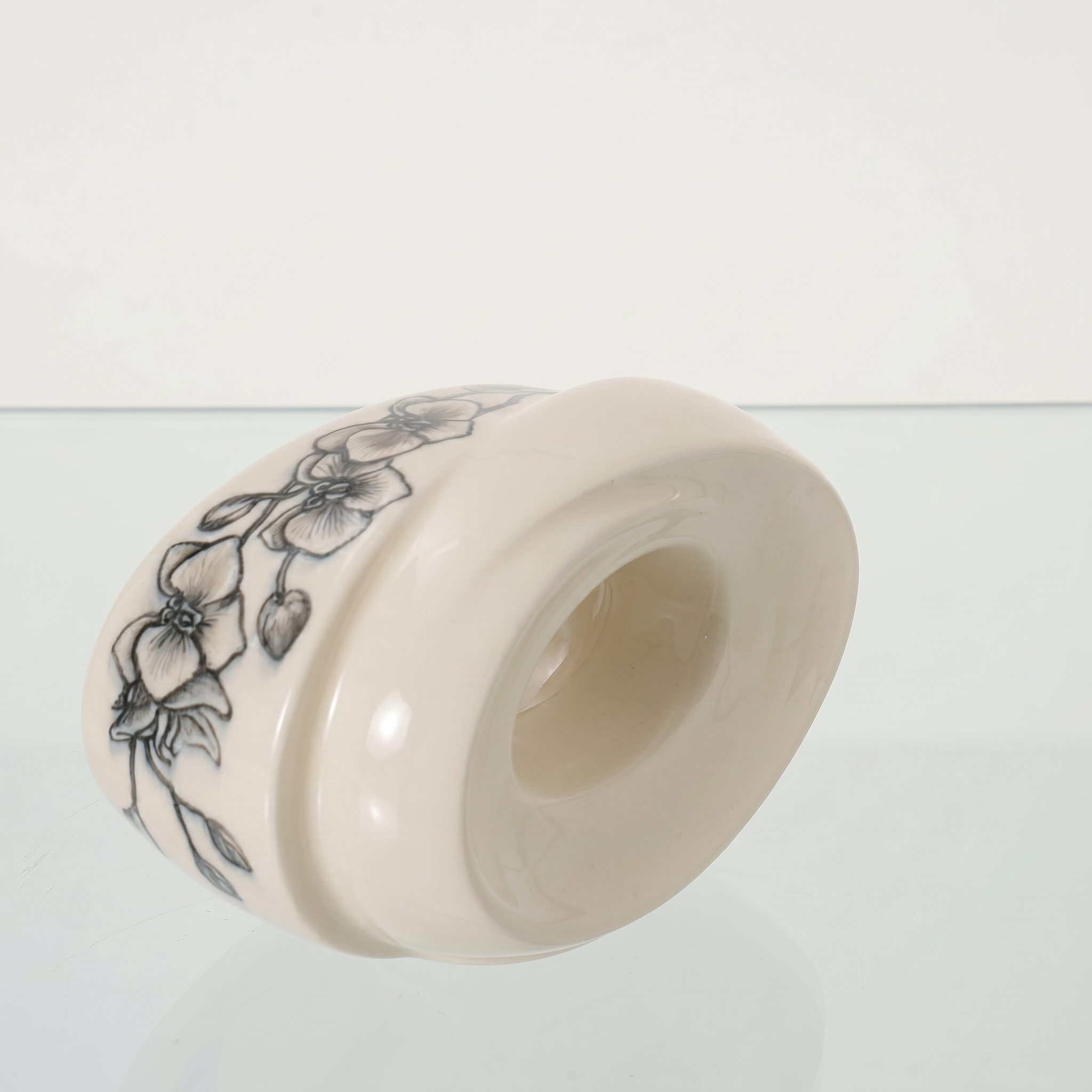 Hand Decorated Urn "The Passage - Orchids" - Small Ceramic Urn for Human Ashes - Pulvis Art Urns