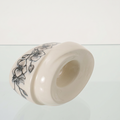 Hand Decorated Urn "The Passage - Orchids" - Small Ceramic Urn for Human Ashes - Pulvis Art Urns