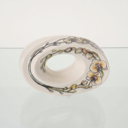 Hand Decorated Urn "The Passage - Orchids" - Small Ceramic Urn for Human Ashes - Pulvis Art Urns