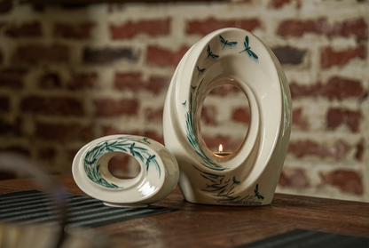 Pulvis Art Urns Exclusive Urn Handmade Decorated Urn for Ashes "The Passage" - Large | Ceramic