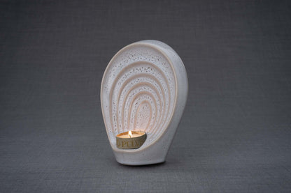 Pulvis Art Urns Keepsake Urn Handmade Cremation Keepsake Urn "Guardian" - Small | Beige Grey Melange | Ceramic