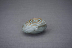 Handmade Cremation Keepsake Urn "Resonance" - Small | Oily Green Melange | Ceramic