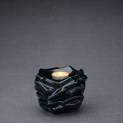 The Christ Handmade Keepsake Cremation Urn for Ashes, color Oxide Green, Candle-holder-PulvisArtUrns-Pulvis Art Urns