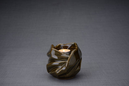 The Holy Mother Handmade Keepsake Cremation Urn for Ashes, color Oily Green, Candle-holder-Pulvis Art Urns