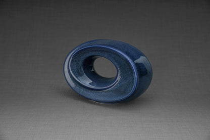 Pulvis Art Urns Keepsake Urn Handmade Cremation Keepsake Urn "The Passage" - Small | Blue Melange | Ceramic