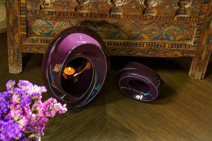 Pulvis Art Urns Keepsake Urn Handmade Cremation Keepsake Urn "The Passage" - Small | Violet | Ceramic