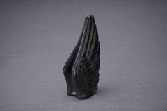 Handmade Cremation Keepsake Urn "Wings" - Small | Black Melange | Ceramic
