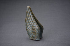 Handmade Cremation Keepsake Urn "Wings" - Small | Oily Green Melange | Ceramic